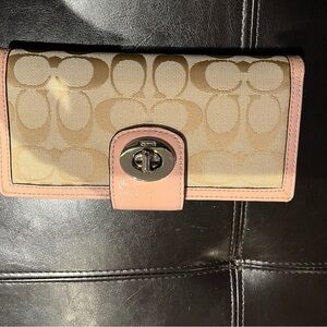 Coach Tan and Pink Women's Wallet